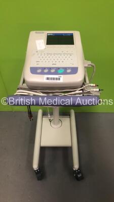 Nihon Kohden CardioFax M ECG Machine on Stand with 10 Lead ECG Leads (Powers Up) *GH*