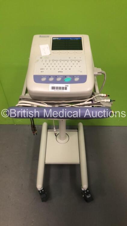Nihon Kohden CardioFax M ECG Machine on Stand with 10 Lead ECG Leads (Powers Up) *GH*