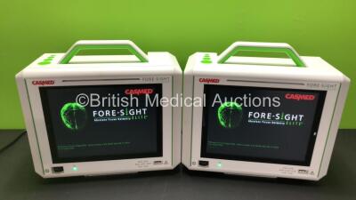 2 x CasMed Fore-Sight Elite Absolute Tissue Oximeters with Leads (Mfd 2018 and 2018) *Boot Version 3.0.6.* **1819003 and 1844013**