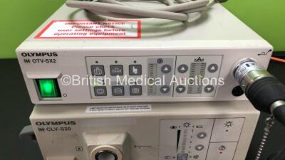 Job Lot Including 1 x Olympus OTV-SX2 Video Endoscopy Unit (Powers Up) 1 x Olympus CLV-S20 Light Source (Powers Up, Damaged Casing - See Photos) 1 x Olympus A3096 Light Source Cable, 1 x OTV-SX2 Camera and 1 x Olympus A3990 Rigid Scope *Very Clear View* - 2