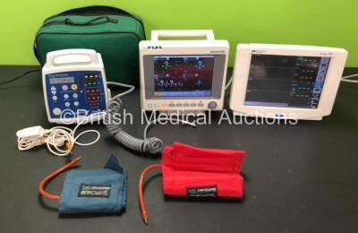 Job Lot Including 1 x Criticare Systems ComfortCuff 506N3 Series Patient Monitor (Powers Up) with SpO2 Finger Sensor and 2 x BP Cuffs in Carry Case, 1 x Edan M50 Patient Monitor Including ECG, SpO2, NIBP, T1/T2, IBP1 and IBP2 Options (Powers Up with Missi