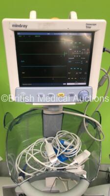 4 x Mindray Tiro Patient Monitors on Stands with Selection of Cables (All Power Up - 1 x Damaged Surround - 1 x Missing Handle) *GL* - 3