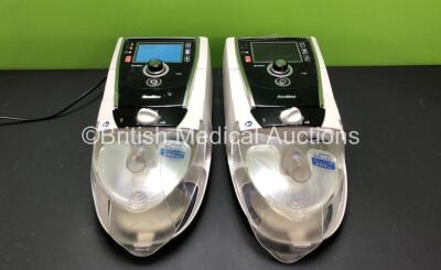 2 x ResMed Stellar 100 CPAP Units with 2 x ResMed H4i Humidifiers and 1 x AC Power Supply (1 x Powers Up, 1 x No Power and Damaged Humidifier Casing - See Photos) *SN 22171864112 / 20170682815 / 20150461618 / 20170682863*