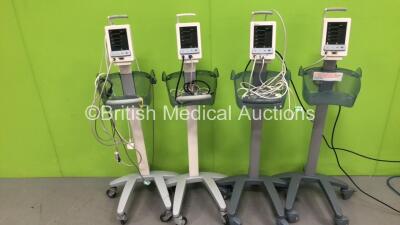 4 x Datascope Duo Patient Monitors on Stands (All Power Up) *GL*