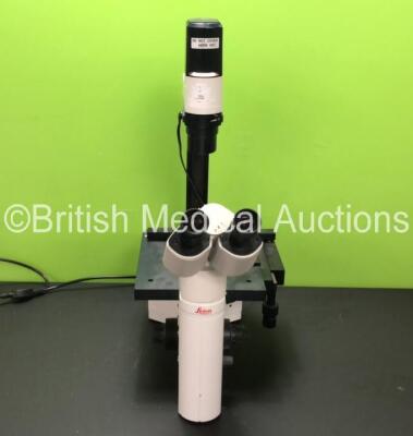 Leica DMIL Type 090-135.001 Inverted Microscope Including 2 x Leica 109x/20 Eyepieces (Powers Up with Good Bulb) *521227*