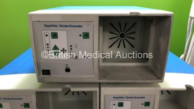 Mixed Lot Including 5 x RapidVac SE3695 Smoke Evacuators, 1 x Oxylitre Elite ESSO50 Mobile Suction Unit with Cup (Powers Up), 1 x Panasonic Video Plus VHS Player with Remote and 1 x For.A VP-380 Video Pointer (Missing Power Button - See Photos) *W* - 4