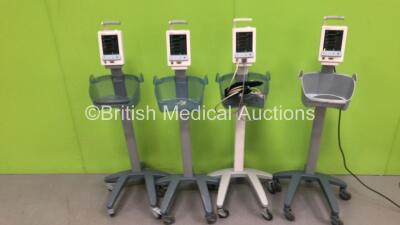 4 x Datascope Duo Patient Monitors on Stands (All Power Up) *GL*