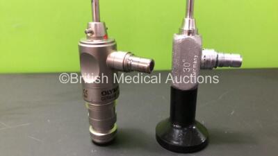 Job Lot Including 1 x Richards 23-0851 30 Degree Sinuscope (Extremely Cloudy View) and 1 x Olympus A70942A 70 Degree Autoclavable 4mm Arthroscope (Clear View, Missing Eyepiece - See Photos) *2-39053 / N/A* - 4