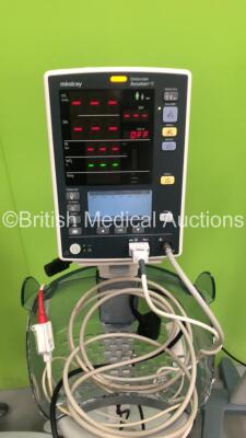 4 x Mindray Datascope Accutorr V Vital Signs Monitors on Stands with SPO2 Finger Sensors and BP Hose (All Power Up) *GL* - 3