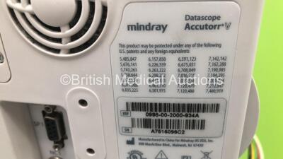 4 x Mindray Datascope Accutorr V Vital Signs Monitors on Stands with SPO2 Finger Sensors and BP Hose (All Power Up) *GL* - 6