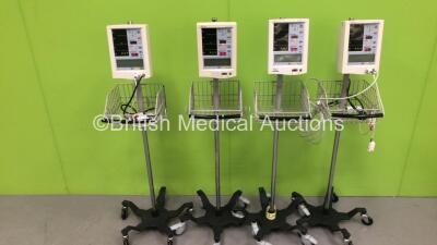 4 x Datascope Accutorr Plus Vital Signs Monitors on Stand (All Power Up) *GL*