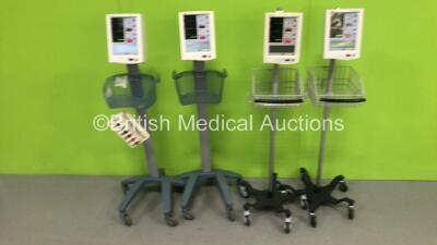 4 x Datascope Accutorr Plus Vital Signs Monitors on Stand (All Power Up) *GL*