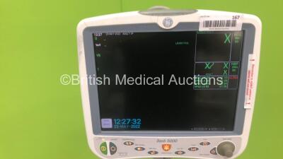 GE Dash 5000 Patient Monitor on Stand with BP 1/3 / BP 2/4 / SPO2 / Temp/Co / NBP and ECG Options (Powers Up) *GL* - 2