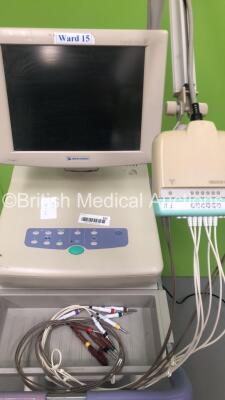 Nihon Kohden ECG-1550K Cardiofax V ECG Machine on Stand with 10 Lead ECG Leads (Powers Up with Blank Screen) *GL* - 2