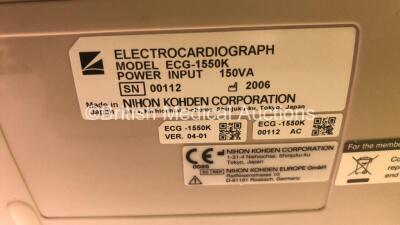 Nihon Kohden ECG-1550K Cardiofax V ECG Machine on Stand with 10 Lead ECG Leads (Powers Up with Blank Screen) *GL* - 4