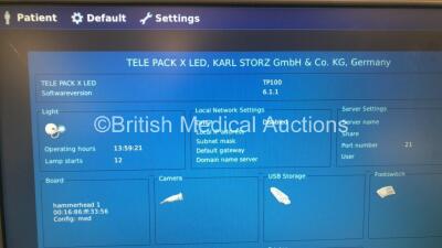 Karl Storz Stack Trolley with 1 x Storz Tele Pack X LED TO 100 Video Endoscope Software Version 6.1.1 with Keyboard and 1 x Sony UP-DR80MD Printer (Powers Up) - 2