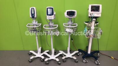 1 x Welch Allyn 53NP0 Vital Signs Monitor on Stand with BP Hose (Powers Up), 1 x Welch Allyn SPOT Vital Signs Monitor on Stand (Powers Up), 1 x Welch Allyn Spot Vital Signs LXi Patient Monitor on Stand with BP Hose (Powers Up) and 1 x Fukuda Denshi DS-710