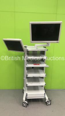 Arthrex Stack Trolley with Sony LCD Monitor and Stryker Vision Elect HDTV Surgical Viewing Monitor (Both Not Power Tested Due to No Power Supplies - 1 x Missing Dial) *S/N VEH261A0282 / 30000535*