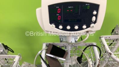 4 x Welch Allyn 53N00 Vital Signs Monitors on Stands with 3 x BP Hoses and 5 x Cuffs (All Power Up) *SN na* - 4