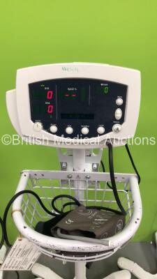 3 x Welch Allyn 53N00 Vital Signs Monitors on Stands with 3 x BP Hoses and 7 x Cuffs (All Power Up) *SN na* - 3