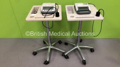 2 x Verathon BVI 3000 Bladder Scanners with Transducers on Trolleys (Both Not Power Tested Due to No Batteries - Damage to Both Units - 1 x Spares and Repairs- See Pictures)