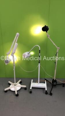 2 x Daray and 1 x Luxo Examination Lights (All Power Up with Some Damage - See Photos)