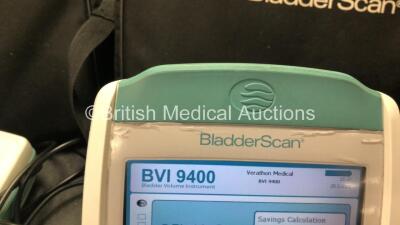 2 x Verathon BVI 9400 Bladder Scanners with 2 x Transducer / Probes,1 x User Manual,2 x Batteries and 1 x Battery Charger in Carry Bags (Both Power Up with Damage-See Photos) *SN B4003905, B4003897* - 3