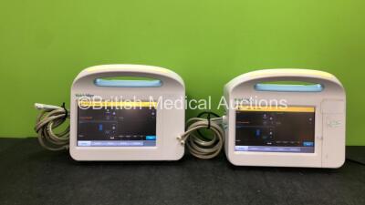 2 x Welch Allyn 6000 Series Patient Monitors Including SpO2 and NIBP Options with 2 x BP Hoses (Both Power Up with Errors-See Photos)