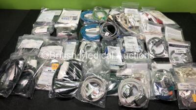 Job Lot of Patient Monitoring Cables Including Sp02 Finger Sensors, ECG Wires, and Leadwires