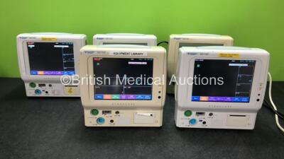 5 x Fukuda Denshi DS-7100 Patient Monitors Including ECG, BP, SpO2, NIBP, TEMP, CO2 and Printer Options (All Power Up)