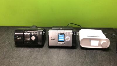 Job Lot Including 1 x Resmed Airsense 10 Elite CPAP Unit (Powers Up when Tested with Stock Power Supply) 1 x Resmed Lumis 100 VPAP ST-A Unit (Powers Up when Tested with Stock Power Supply with Missing side Cover-See Photo) 1 x Philips Respironics Dream St