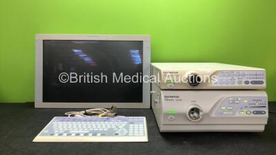 Job Lot Including 1 x Olympus Evis Lucera CV-260 Endoscopy Processor Unit (Power Up) 1 x Olympus Evis Lucera CLV-260 Light Source Unit (Powers Up) 1 x Sony LMD-2450MD LCD Monitor (Untested Due to Missing Power Supply (1 x Olympus MAJ-1156 Keyboard *SN 761