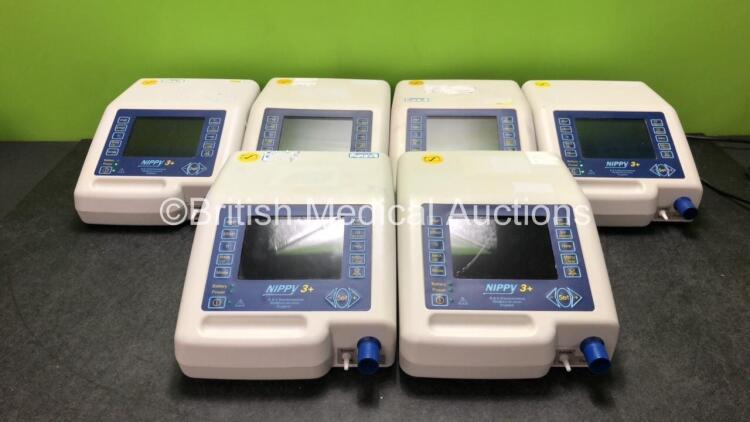 6 x B & D Electromedical Nippy 3+ Ventilators (All Power Up) *SN 201316680, 201113618, 201422105, 201011498, 20099426, 201625648*