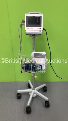 Hewlett Packard Viridia M3 Patient Monitor on Stand with M3000A Module with Press, Temp, NBP, SPO2 and ECG/Resp Options (Powers Up)