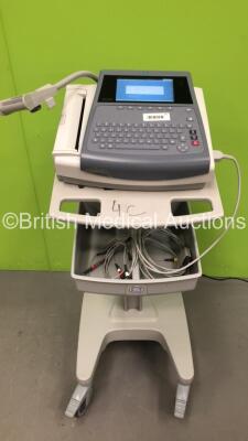 GE MAC 1600 ECG Machine on Stand with 10 Lead ECG Leads (Powers Up) *S/N SDE14050072NA*