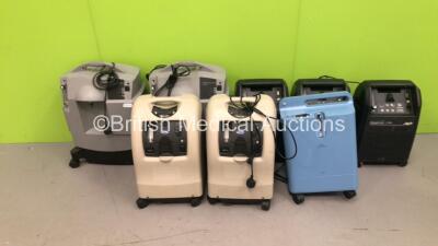 Mixed Cage of 8 x Oxygen Concentrators Including 2 x Respironics Millennium M5, 2 x Invacare Perfecto 2, 3 x VisionAire 3 anc 1 x Respironics Everflo - Missing 1 x Wheel (Cage Not Included)