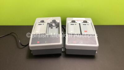 2 x Medtronic Physio Control Lifepak 15 2 Bay Battery Chargers with 3 x Batteries (Both Power Up) *LP15M00270 / LP15M02335*