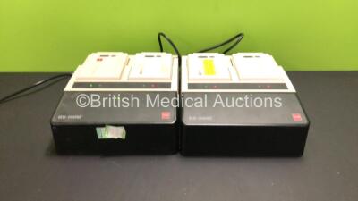 2 x Medtronic Physio Control Redi-Charge 2 Bay Battery Chargers with Medtronic Lifepak 12 Battery Adapter Module and 4 x Batteries (Both Power Up) *021570 / 020030*