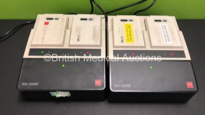 2 x Medtronic Physio Control Redi-Charge 2 Bay Battery Chargers with Medtronic Lifepak 12 Battery Adapter Module and 4 x Batteries (Both Power Up) *021570 / 020030* - 2