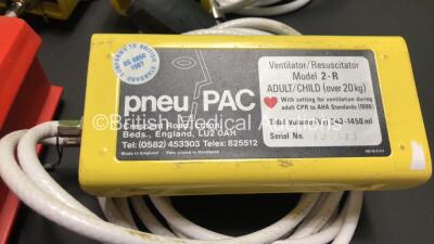 Job Lot Including 1 x Pneupac ParaPAC 2D MRI Compatible Ventilator, 3 x PneuPAC Model 2-R Ventilator/Resuscitators with Hoses and 3 x PneuPAC VR1 Ventilatory Resuscitators with Hoses in 3 x Carry Bags - 2