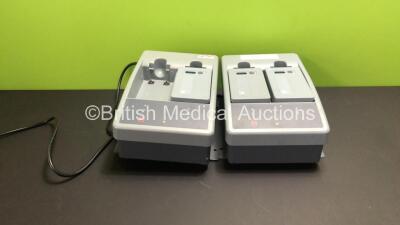 2 x Medtronic Physio Control Lifepak 15 2 Bay Battery Chargers with 3 x Batteries (Both Power Up) *LP15M01869 / LP15M00267*