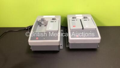 2 x Medtronic Physio Control Lifepak 15 2 Bay Battery Chargers with 3 x Batteries (Both Power Up) *LP15M00333 / LP15M00332*