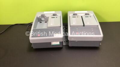 2 x Medtronic Physio Control Lifepak 15 2 Bay Battery Chargers with 3 x Batteries (Both Power Up) *LP15M00331 / LP15M00265*