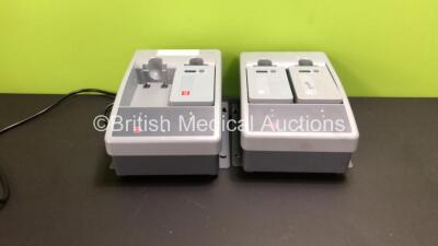 2 x Medtronic Physio Control Lifepak 15 2 Bay Battery Chargers with 3 x Batteries (Both Power Up) *LP15M00263 / LP15M00433*