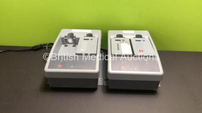 2 x Medtronic Physio Control Lifepak 15 2 Bay Battery Chargers with 3 x Batteries (Both Power Up) *LP15M02336 / LP15M00432*