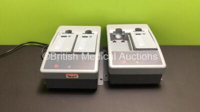 2 x Medtronic Physio Control Lifepak 15 2 Bay Battery Chargers with 3 x Batteries (Both Power Up) *LP15M00271 / LP15M02346*