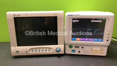 Job Lot Including 1 x Fukuda Denshi DS-1700 Patient Monitor with ECG/Resp, SpO2, NIBP, BP, Temp and Printer Options (Powers Up) and 1 x Mindray PM-9000 Patient Monitor with ECG, NIBP, T1, T2 and SpO2 Options (No Power, Missing Battery Cover - See Photos) 