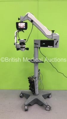 Alcon LuxOR Illumin-i AMP Ophthalmic Microscope with WD 175 Lens and 2 x 10x Eyepieces on Alcon Stand (Powers Up) *S/N 41839-001*