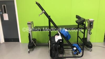 Mizuho OSI Advanced Control I-Base Ref 5803I with Mattress and OSI Orthopedic Trauma Table Accessories Trolley with Accessories (Powers Up) *S/N 8410*