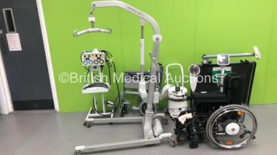 Mixed Lot Including Clean Cast System, 2 x Blood Pressure Meter on Stand, Invamed Manual Wheelchair, Seca Roll on Weighing Scales, Viking M Electric Patient Hoist, E-Flex Electric Wheelchair and Anetic Aid APT Mk3 Tourniquet